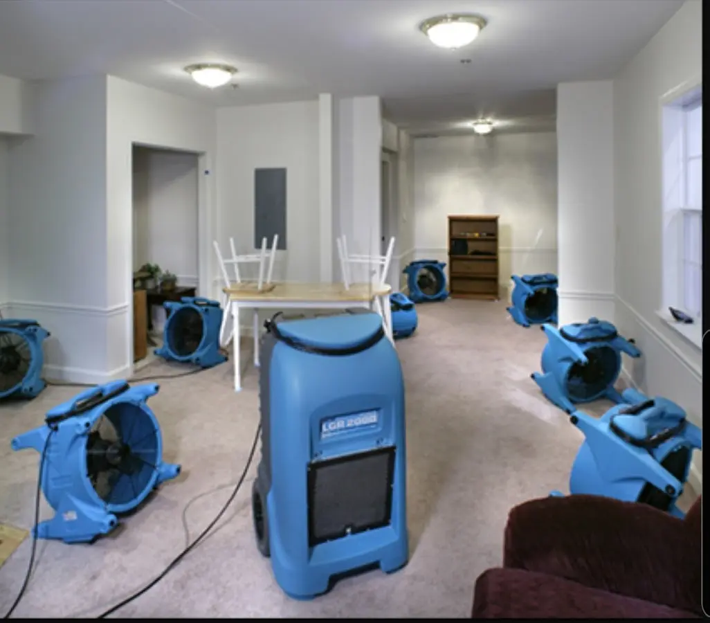 Air movers and dehumidifier setup for Water Extraction & Removal in McFarland